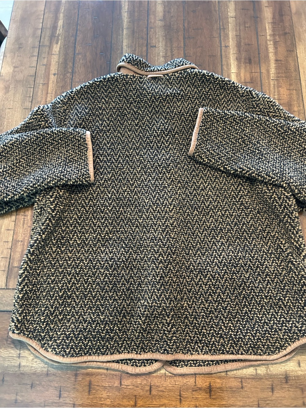 Orvis Tweed-Style Bouclé Jacket with Tan Trim XL - Picture 5 of 8